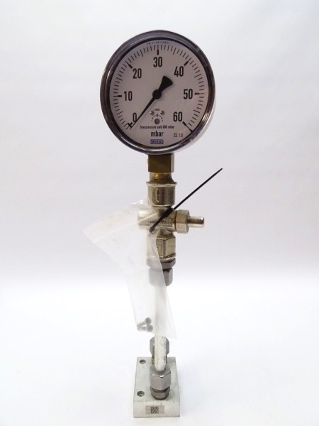 Weishaupt Manometer 0-60 mbar W-MF mit Druckknopfhahn A G 1/4 und Prüfbrenner